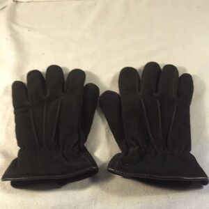 Women’s Vintage Black Suede Leather Gloves #94789 Soft Polyester Lining in